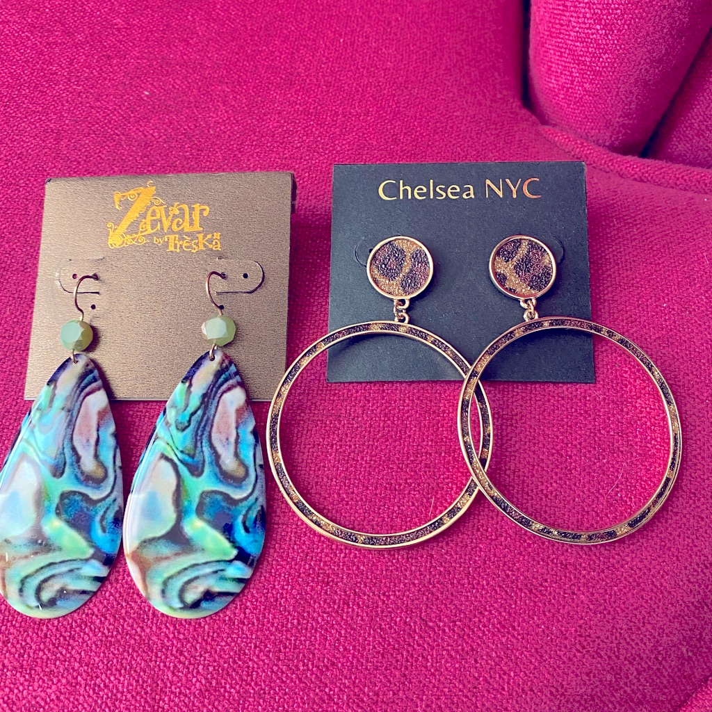 Bundle Of Patterned Earrings Leopard Print Marbled & Gold
